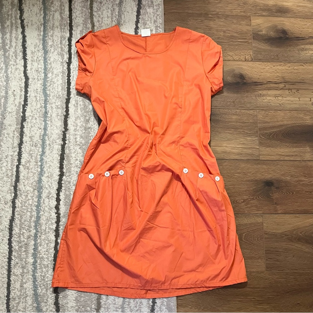 Orange 100% cotton straight dress, size medium
